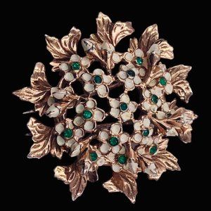 Rare Nettie Rosenstein Sterling Enamel Flower Cluster Fur Clip